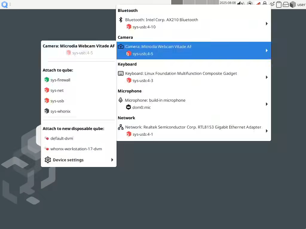 Redesigned Qubes Devices widget